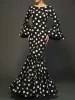 Elegant Ladies Dress Fashionable Trumpet Sleeves Polka Dot Decoration Cascading Ruffle Hem Sexy Fishtail Ladies Evening Dress_ecoleips.com