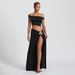 Women's Clothing Suits Sexy Tube Top Vest Solid Color Slit Long Skirt Two Piece Suit_ecoleips.com