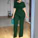 Women's Flattering High-Waist Tummy Control T-Shirt And Straight Leg Pants Casual Outfit Set For Summer, Plus Size Comfort Stretch Fabric_ecoleips.com