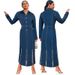 Women's Clothing Women's Long Dress With Bubble Hem Slit Bead Detail Fashion Lapel Long Sleeved For Formal & Casual For Women_ecoleips.com
