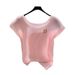 Women's Clothing Summer Fashion New Style Light Luxury High End Stylish Beautiful White Straight Shoulder Slim Short Sleeved Knitted Tops For Women_ecoleips.com