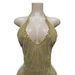 Women's Clothing Gold Mesh Backless Shiny Yellow Diamond Bar Performance Party Gathering Host Elegant Slim Short Skirt_ecoleips.com