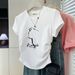 Women's Casual Style White round Neck T-Shirt Slim Waist Short-Sleeved High Quality Cotton Unique Design Fashionable And Versatile Top_ecoleips.com