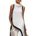 2026 Women's Elegant Hooded Color Block Pant Set Irregular Cut Vest And Pants Two-Piece Summer Outfit Regular Size_ecoleips.com