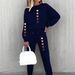 Women's Fashion Gradient Heart Print Two Piece Set Casual Trendy Autumn Winter Crew Neck Sweatshirt_ecoleips.com