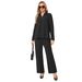 Modest Evening Dress Two Piece Set For Women Collared Top Loose Wide Leg Pants Popular Fashion_ecoleips.com