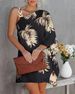 Slanted Shoulder Printed Dress With Metal Buckle Design And Irregular Straight Tube Skirt, Elegant And Suitable For Women's Dail_ecoleips.com