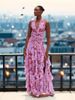 K New Style Gentle And Fashionable Printed Pleated Waist Cinching Dress_ecoleips.com