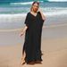 Boho Beach Cover Up Dress - Lightweight Cotton Blend Kimono Robe For Women, Oversized Swim Cover Up, Sun Protection Loose Long Dress_ecoleips.com
