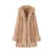 Suede & Faux Fur Trim Long Coat – Elegant Winter Outerwear For Women (S/M/L, Oversized Lapel & Flared Sleeves)_ecoleips.com