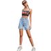 Women's Clothing Casual Denim Shorts Simple High Waist Loose Shorts_ecoleips.com