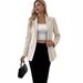 2025 New Women's Long-Sleeve Solid Color Blazer With One Button, European And American Style_ecoleips.com