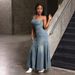 Women's Clothing Fashion Temperament Medium Length Single Breasted Suspender Denim Dress_ecoleips.com