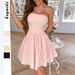 Women Stylish Strapless High Waist Dress Dating Vacation Evening Party Outfit_ecoleips.com