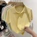Summer Soft Women's Polo Neck Short Sleeve Knit Top Breathable Casual Shirt for Daily Wear Stylish Knitted Top_ecoleips.com
