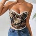 Sexy Fishbone Bra Retro Vest Cross Strapless Printed Tie-Up Top For Hot Girls Women's Clothing_ecoleips.com