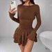 New Women's Clothing Autumn And Winter Solid Color Slim And Thin Temperament Long-sleeved Dress Women's High_ecoleips.com