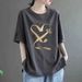 Women's Clothing Retro Burgundy T-Shirt Short Sleeved Round Neck Shoulder Design Unique And Stylish For Mothers Perfect For Summer Women's Top_ecoleips.com