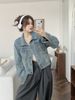Aiyixuan Short Denim Jacket, Women's Early Autumn New Design, Slimming Long Sleeved Jacket Top_ecoleips.com