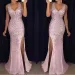 2024 New Designer Dress Dresses Sexy One Shoulder Sequin Dress Evening Party Women Elegant Solid High Split Backless Wedding Prom Maxi Fallow Dresses_ecoleips.com