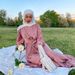 XY011 Muslim Ethnic Style Dubai Arab Middle East Malay Pink Elegant Long Gown Evening Dress Abaya_ecoleips.com