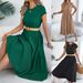 Real Shot Of 2026 Spring/summer European And American Casual Loose Short-sleeve Pocket Pleated Dress, Independent_ecoleips.com