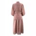 Elegant Jacquard Maxi Dress For Muslim Women High Neck, Long Sleeve, Flowy A-Line Silhouette With Belt – Modest Office & Evening Wear_ecoleips.com