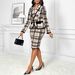 Women's Clothing Plaid Print Two Piece Set American Style Simple Jacket Skirt Ensemble Spring/Autumn Summer_ecoleips.com