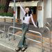 K American Hot Girl Vintage Denim Micro Flared Pants For Women's New Low Rise Slim Fit And Stretchy Flared Pants_ecoleips.com