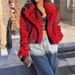 Faux Fox Fur Jacket Women's Winter Coat Short Padded Faux Fur Coat With Notched Lapel, Warm Fluffy Outerwear (Multiple Colors & Sizes)_ecoleips.com