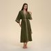 Aria Basics New Cross-border Women's Pajamas, Fashionable Cardigan Robe, Solid Color With Lace Trim, European And American Style_ecoleips.com