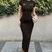 Women's Clothing Elegant Casual Long Dress Slim Fit Round Neck Short Sleeve Women's Spring Summer Clothing_ecoleips.com