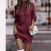 "Women's Turtleneck Knit Sweater Dress – Long Sleeve Slim Fit Winter Dress, Soft & Warm For Autumn & Winter"_ecoleips.com