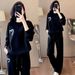 Women's Clothing Plus Size Women's Fashion Set Casual Spring/Autumn Loose Slimming Round Neck Sweatshirt And Wide Leg Pants Two-Piece Outfit_ecoleips.com