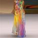 Women's V Neck Sleeveless Floral Vintage Print Maxi Dress – Retro Boho Casual Summer Gown 2026_ecoleips.com