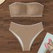 2024 Swimwear New Solid Color European And American Sexy Strapless Bikini Women's Two-Piece Swimsuit High Waist_ecoleips.com