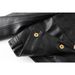 Aria Basics 2023 European And American Cross-border PU Leather Patchwork Round-neck Padded Shoulder Cardigan High Street Style_ecoleips.com