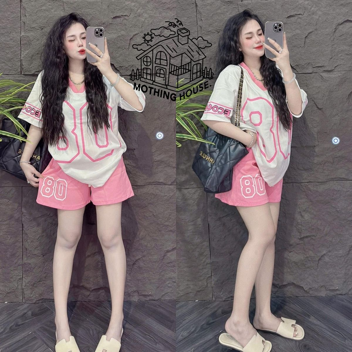 Fashion Women's Summer Two Piece Set V Neck Short Sleeve T-Shirt And Printed Shorts Loose Sporty Casual Trendy_ecoleips.com