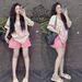 Fashion Women's Summer Two Piece Set V Neck Short Sleeve T-Shirt And Printed Shorts Loose Sporty Casual Trendy_ecoleips.com