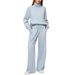 2025 European And American Women's Two-Piece Oversized Half-Zip Sweatshirt Wide-Leg Sweatpants Casual Set_ecoleips.com