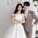 French Light 2026 New Simple Forest Style Super Fairy Floor-Length Outdoor White Engagement Wedding Dress_ecoleips.com