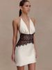 JULISSA MO Patchwork Lace Sexy Backless Mini Dress Women White Deep V-neck Halter Dress Winter Skinny Elegant Party Club Dresses_ecoleips.com