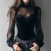 Elegant Women's Clothing Top With Mesh Patchwork Hollow Out Flared Sleeves And Tie Waist New Arrival Spring/Autumn_ecoleips.com