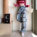 2023 Spring And Autumn New American Style High Street Embroidered Jeans For Women, Loose Wide-Leg Straight High-Waisted_ecoleips.com