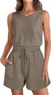 Women's Clothing Fashion Sports Drawstring Vest Jumpsuit Shorts Fitness Clothes_ecoleips.com