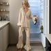 European And American Cross-Border New Satin Loose Lace Sleeve Long Pants Pajamas Two-Piece Set Autumn Women's_ecoleips.com
