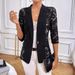 2025 New Elegant Solid Color Fashion Lace Splicing Small Suit Jacket Women's Tops_ecoleips.com