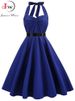 Sexy Halter Party Dress Women Summer Backless Vintage Dresses Retro Rockabilly Swing Robe Femme Elegant Midi Sundress_ecoleips.com