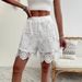 Women's Mid-Waist Straight Leg Shorts Lace Trim Solid Color Versatile Fashion Spring/Summer Regular Fit_ecoleips.com