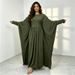 Fashion Maxi Shiny Elegant Long Batwing Sleeve Dress_ecoleips.com